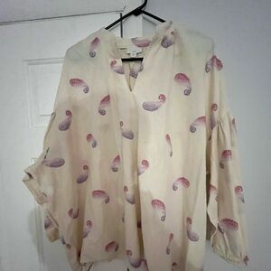 J. Jill Cream Blouse with Purple Paisley
